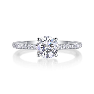 Round Square simple moissanite ring