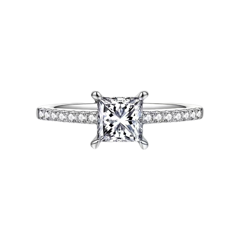 Eternal Moment 1.2/2CT 925 Sterling Silver Moissanite Princess Square Ring for Women-M30