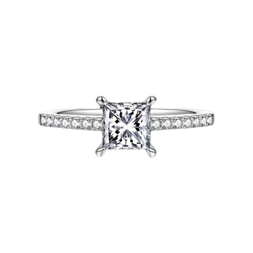 Eternal Moment 1.2/2CT 925 Sterling Silver Moissanite Princess Square Ring for Women-M30