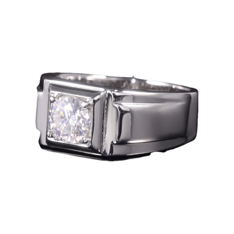 Eternal Moment 1CT S925 Silver Moissanite Wedding Ring – Simple Wide Men's Ring-M20