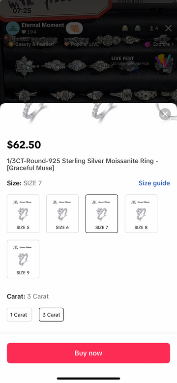 The 5 moissan rings in the picture-139.99