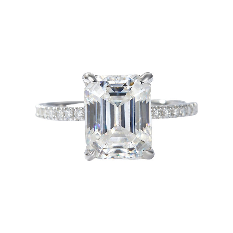 Eternal Moment 4CT 8*10mm 925 Silver Emerald Cut Moissanite Ring-M32