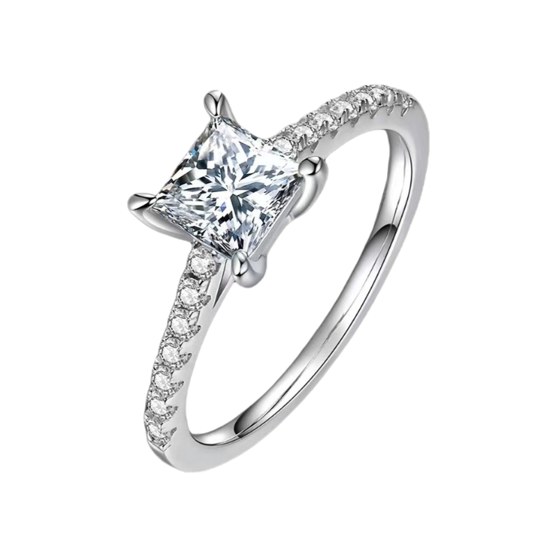 Eternal Moment 1.2/2CT 925 Sterling Silver Moissanite Princess Square Ring for Women-M30