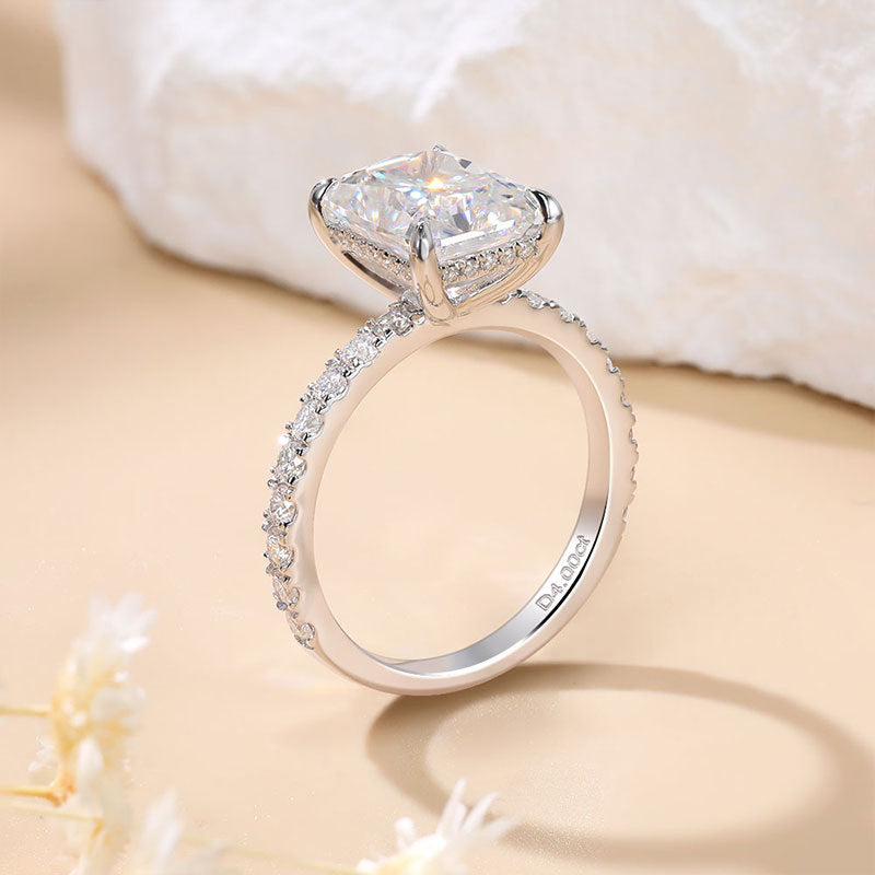 Eternal Moment 4CT Radiant Cut Moissanite Ring – S925 Sterling Silver Plated 18K Gold-M11