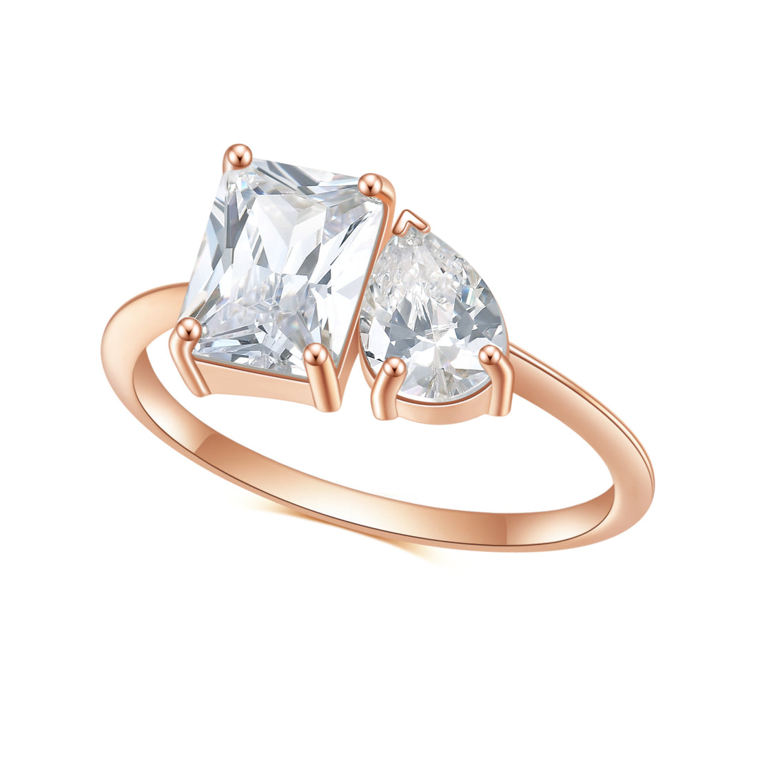 Eternal Moment 2+0.8CT-S925 Silver & Moissanite Teardrop Square Ring Gold/Silver/Rose Gold-Princess Cut + Pear Cut Diamond Ring-M14