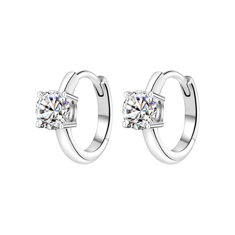 Eternal Moment S925 Sterling Silver Four-Claw Grass Moissanite Diamond Earrings for Women-M26