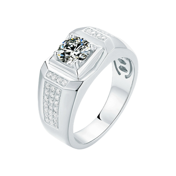 Eternal Moment 1CT S925 Sterling Silver Moissanite Wedding Band – Wide Men's Ring-M19