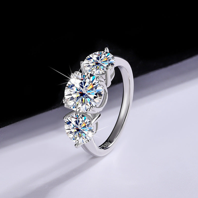 Three Stone Moissanite Ring 4CT